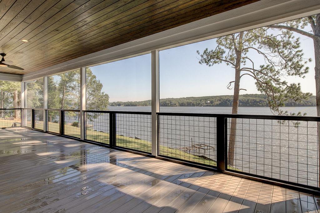 Lakeside view from rear screened porch on Rafter B Custom Home